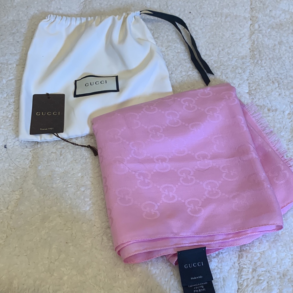 Authentic Gucci Pink Silk Scarf